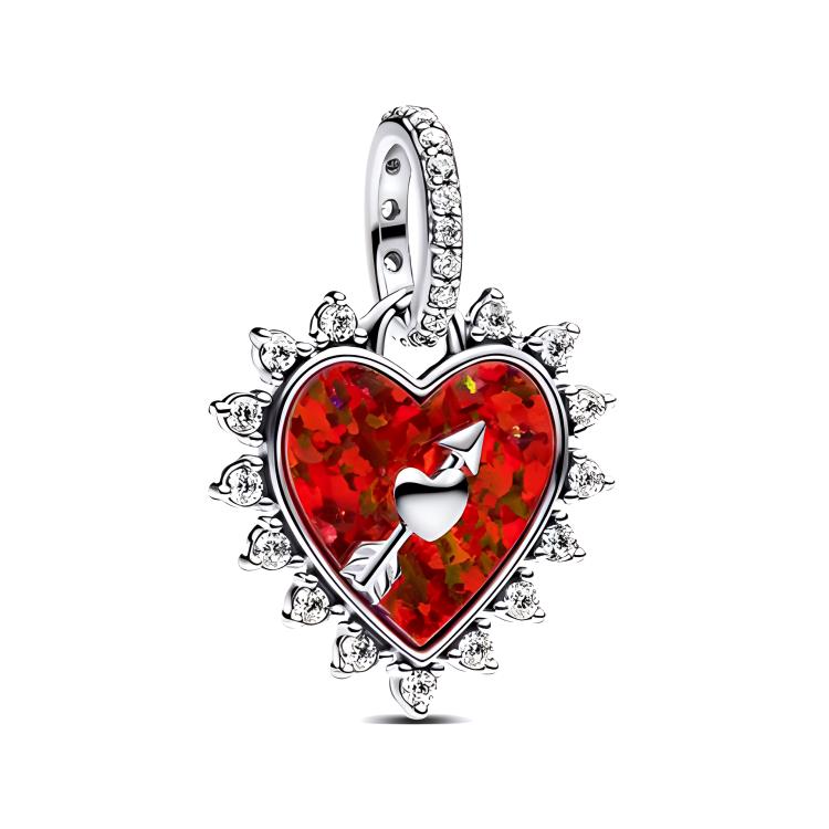 Pandora Cupids Arrow Heart Pendant Women pendant Red Silver 793667C01 Box