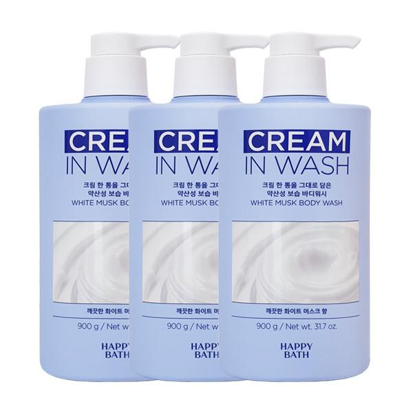 HAPPY BATH Creamy Lotion White Musk Body Wash 900g x3