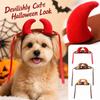 Halloween Pet Devil Horns Headband - Cosplay Costume Accessory for Cats and Dogs, 3 Colors (Red, Brown, Black) with Adjustable Chin Strap