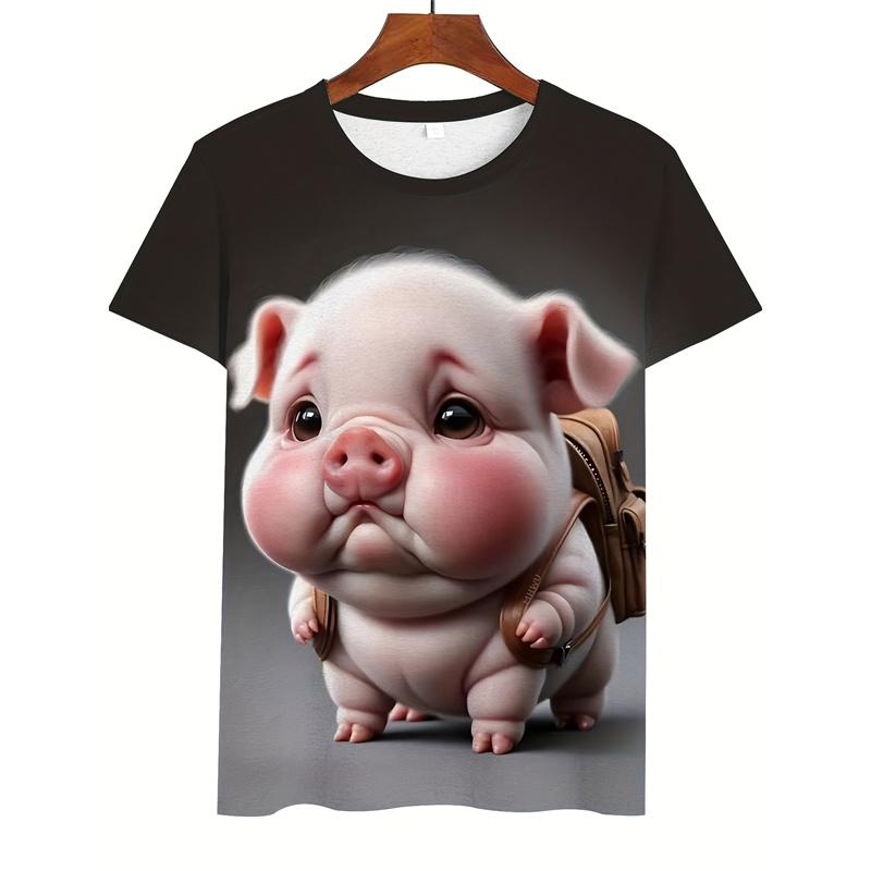 Funny Pig Pattern Men T Shirt 3D Printed Animal Tshirt Crew Neck T-Shirt Summer Street Short Sleeve Casual Tee Shirts Tops