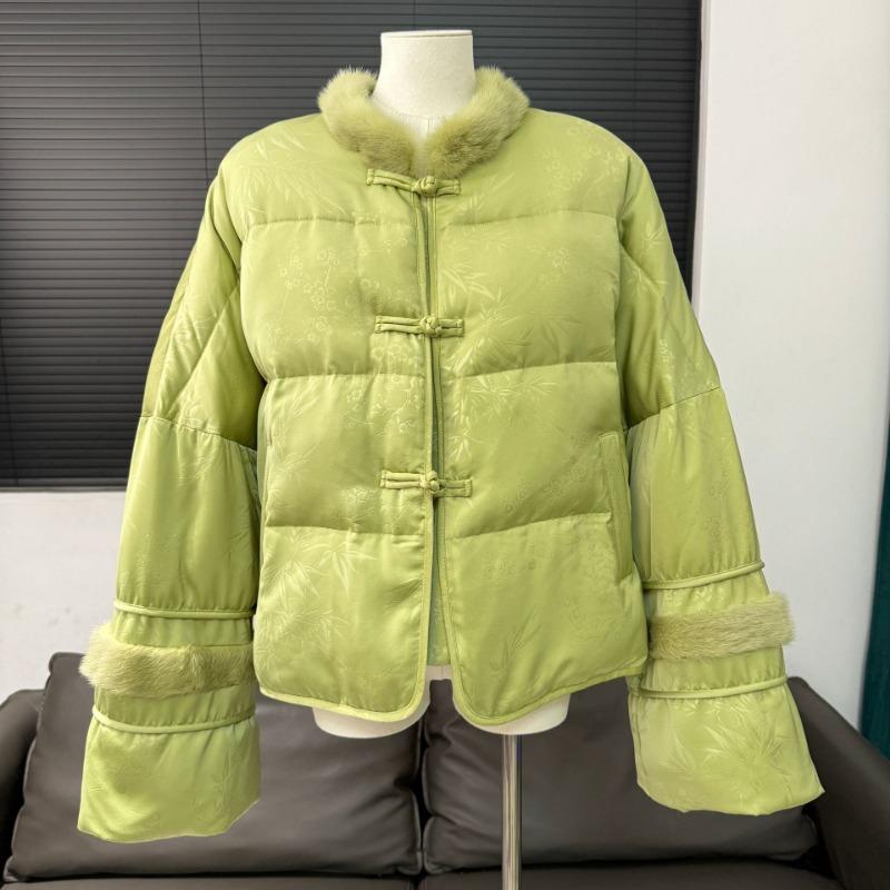 Real Shot! Medium Goose Down Jacket Down Jacket Coat Real Hair Mink Fur Women's Top