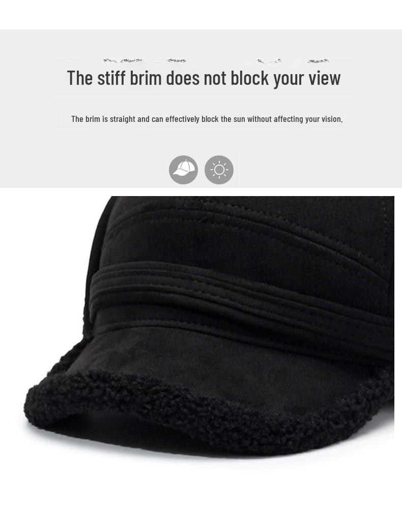 Men's Warm Lei Feng Hat: Velvet, Ear Protection, Outdoor Leisure, for Dad and Elderly, Thickened for Autumn and Winter