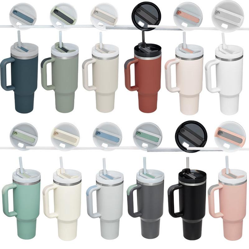 40oz Insulated Tumbler with Lid and Straws Stainless Steel Coffee Tumbler with Handle Vacuum Leak Proof Coffee Cup