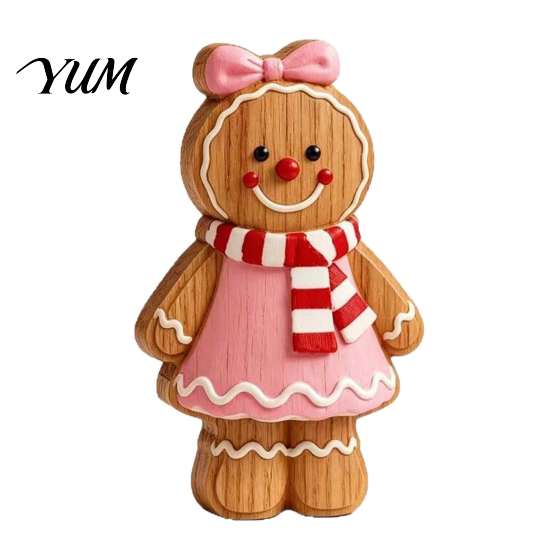 Winter Home Decorations Cartoon Gingerbread Wooden Ornament, Double-sided Printed Desktop Tabletop Figurines, Christmas Man Ornaments Decorative Craft