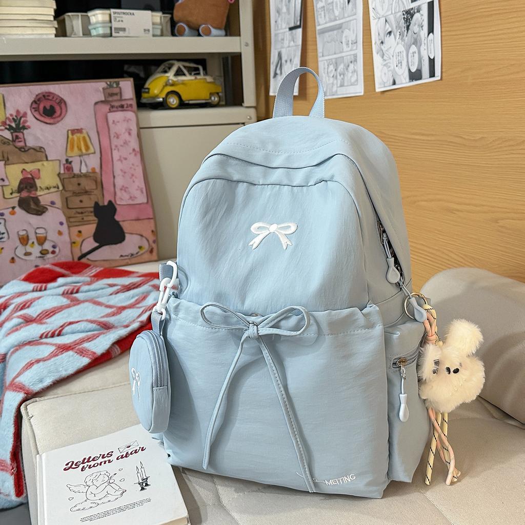 Zaino scolastico di alta gamma zaino scolastico ragazza scuola media ragazza carina zaino con fiocco a forma di cuore zaino per studente universitario semplice di alto valore