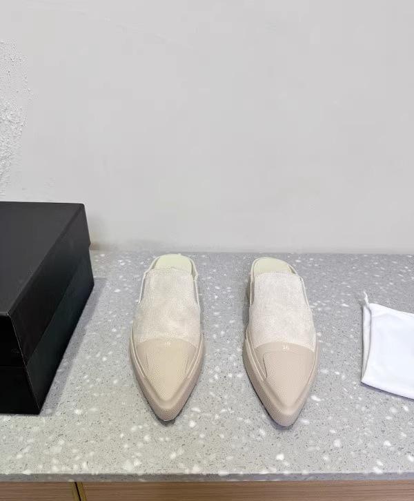 

2025 весна новая нишевая сумка с острым носком, повседневные полушлепанцы, женские старые туфли на плоской подошве, ленивые шлепанцы, белые туфли 35