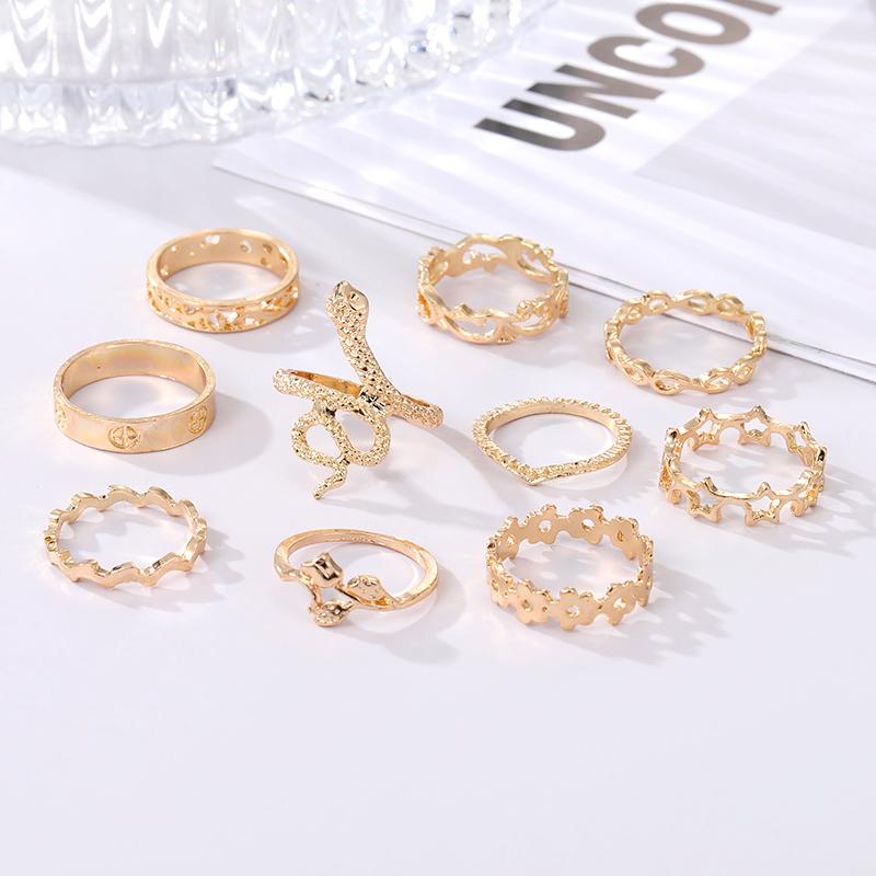 Tierschmuck, Schlangenförmiges 10-teiliges Ringset