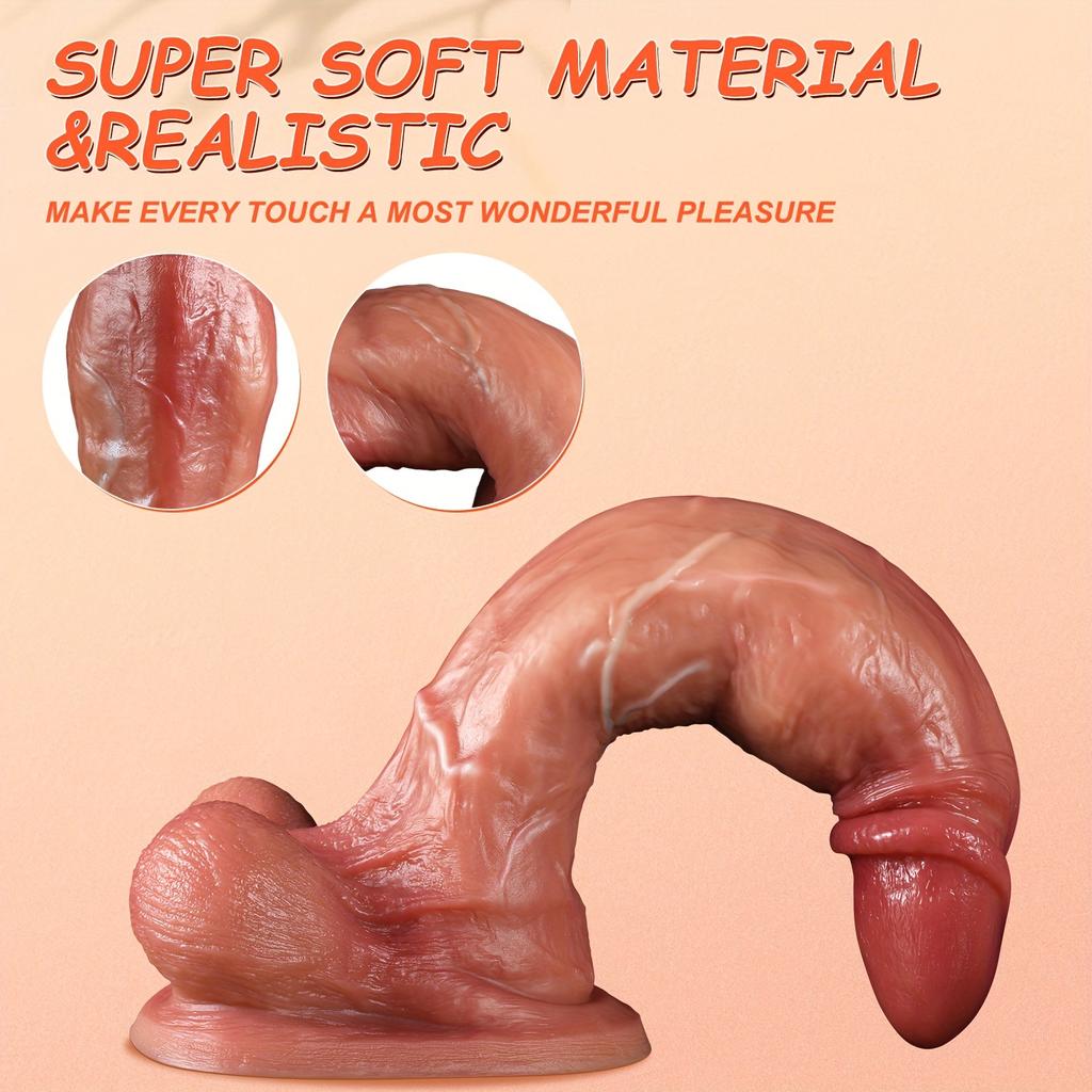 Realistic Silicone Dildo with Strong Suction Cup, Thick Long Penis for Men & Women, Anal Plug, BDSM & SM Adult Sex Toys, Couples Pleasure Toy