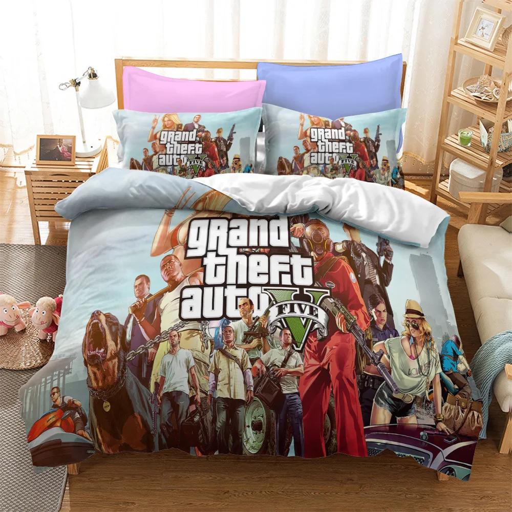 Comforter Game Grand Theft Auto V Bedding Set Boys Girls Twin Queen Size Bed Kids Adult Home Textileextile