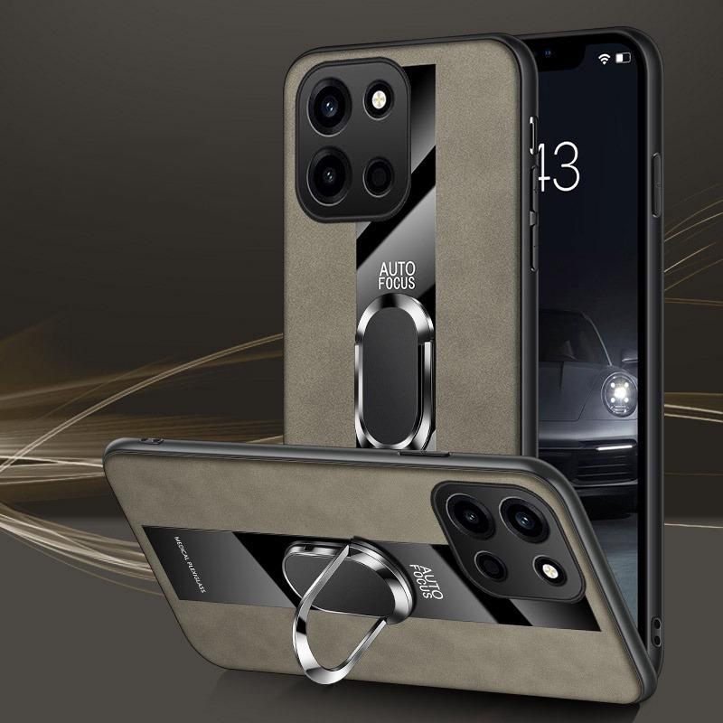 For OnePlus Nord6 Case Business Magnetic Ring Holder Shockproof sheepskin Leather Soft Silicone Fashion for OnePlus Nord 6 Back Cover