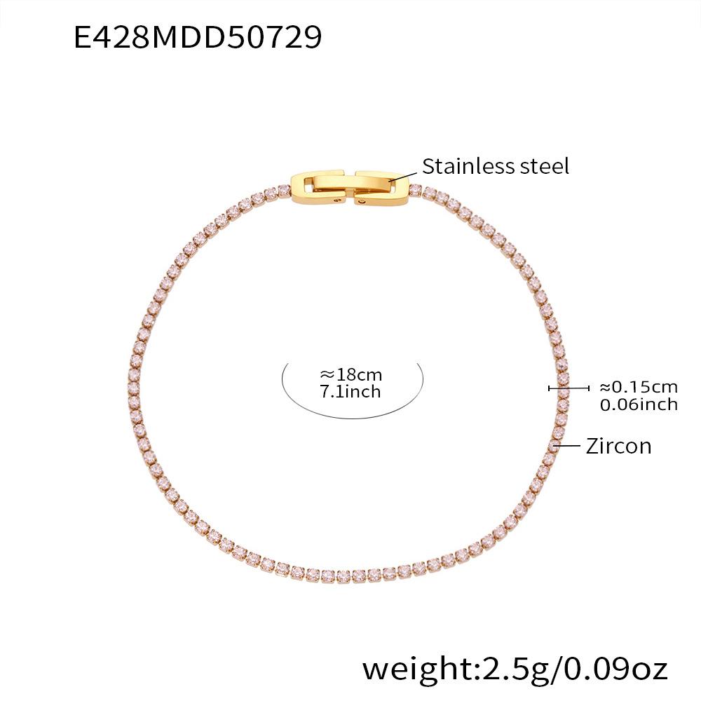 Oumaijia 18K Gold Zircon Titanium Steel Slim Bangle - Versatile Stackable Fashion Jewelry
