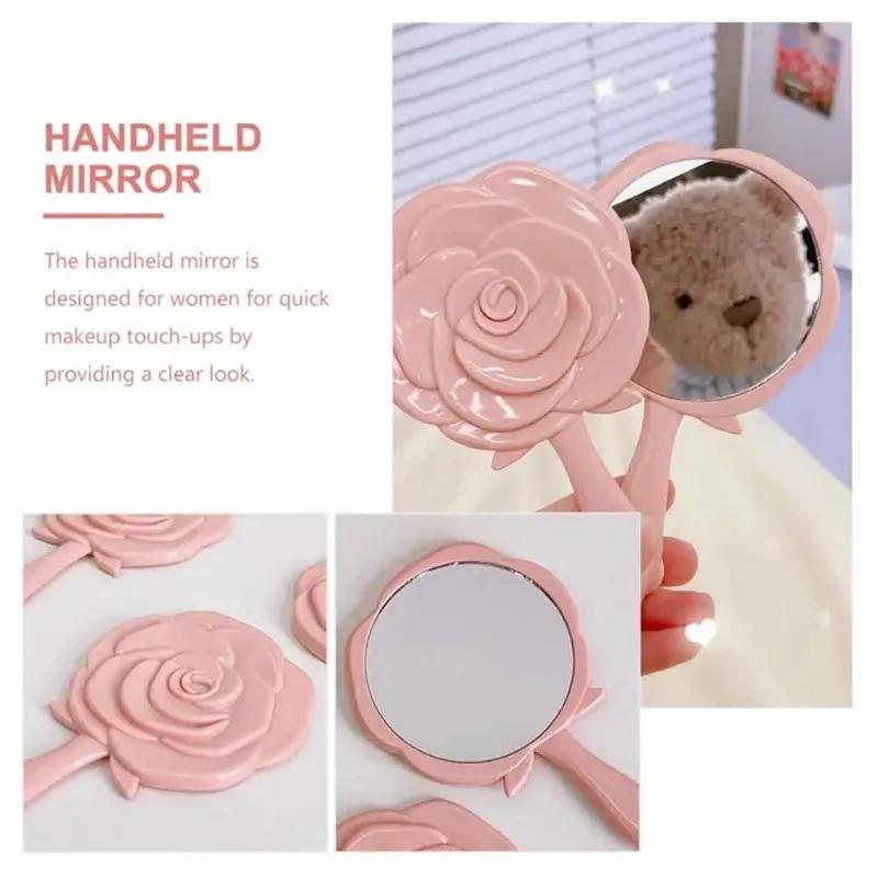 3D Stereo Retro Rose Flower Shape Cosmetic Makeup Mirror Compact Hand Mirror Girl Birthday Gifts