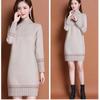 Mid-length Women Sweater Dress Loose Autumn and Winter Thickened Half High Neck Knitted Dress Simple Casual