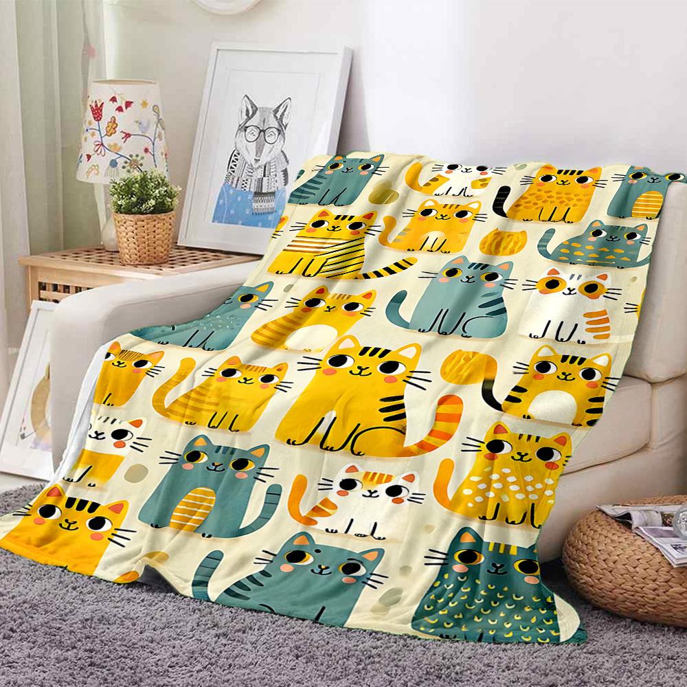 1pc Cat Pattern Blanket, Lightweight Flannel Throw Blanket for Sofa, Bed, Travel, Camping, Living Room, Office, Couch, Chair, and Bed