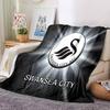 Swansea City Crest Flannel Blanket, Soft Polyester, Modern Design, All-Season for Camping, Travel, Gifts for holidays or birthdays