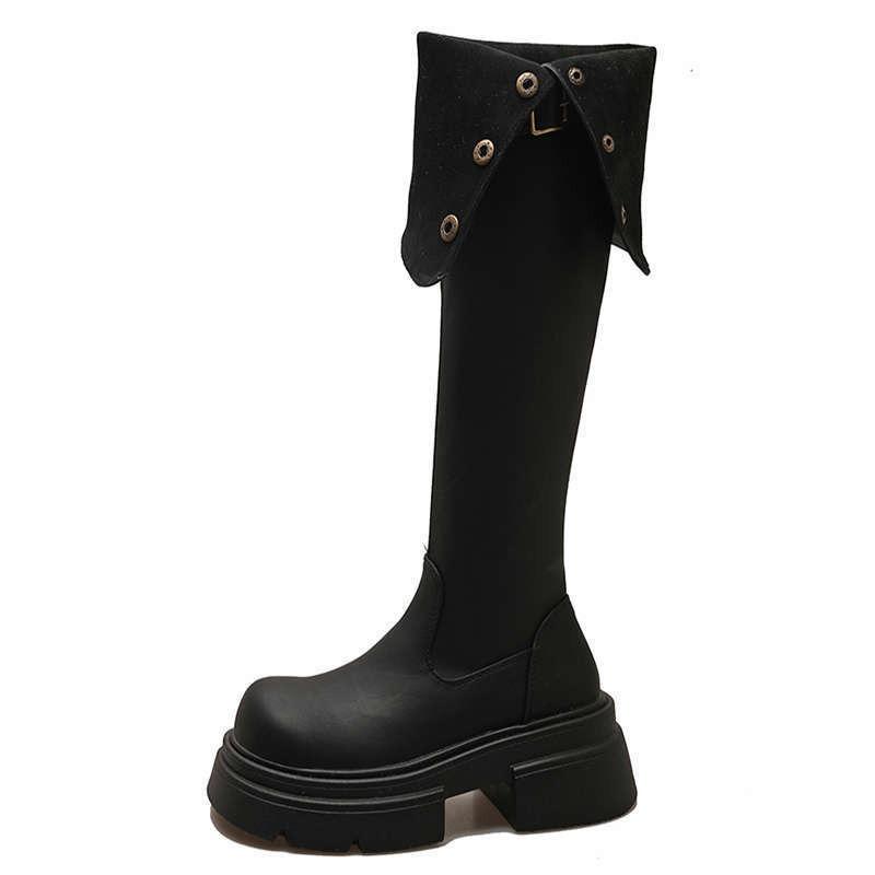 Autumn Women Boots New Fashion Simple Long Tube Boot Thick Soled High-end Luxury Women Shoe Versatile Retro Over The Knee Boots