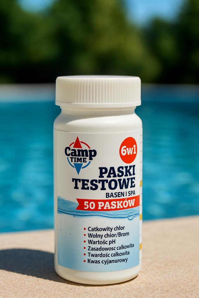 Camptime Paski Testowe Do Basenu 50 Sztuk 6W1 Kontrola Chloru I Ph Wody