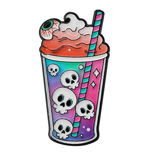 Halloween Badge Dark Gothic Drinking Shape Zinc Style Skull Patten Alloy Texture Brooch B