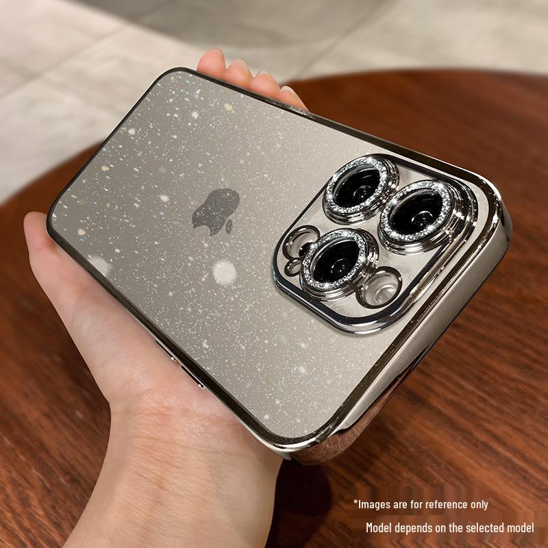 Compatible Glitter Lens Film Phone Case for Apple 17 Pro Max & 16 Pro with Electroplated TPU Full Coverage & Drop Protection