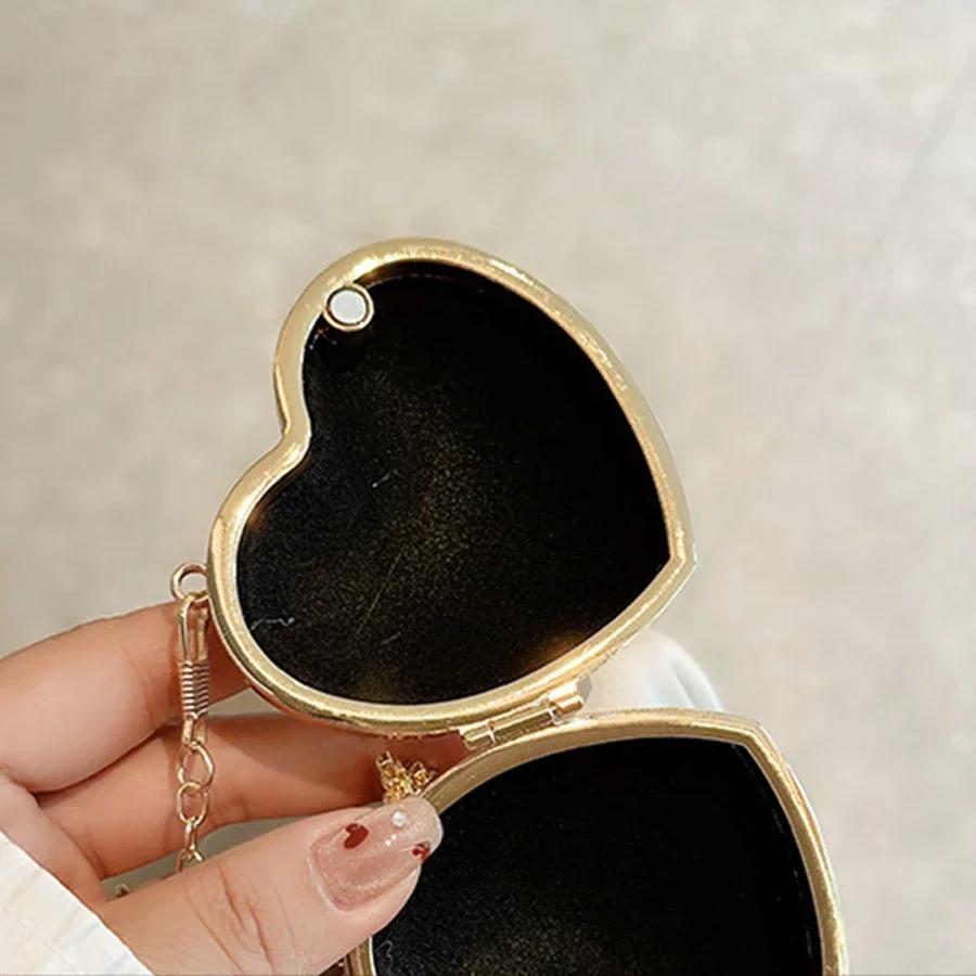 Fashion Full Diamond Tassel Dinner Bags for Women High Quality Heart Shaped Shoulder Bag  Designer Lipstick Bag Accessory Bag