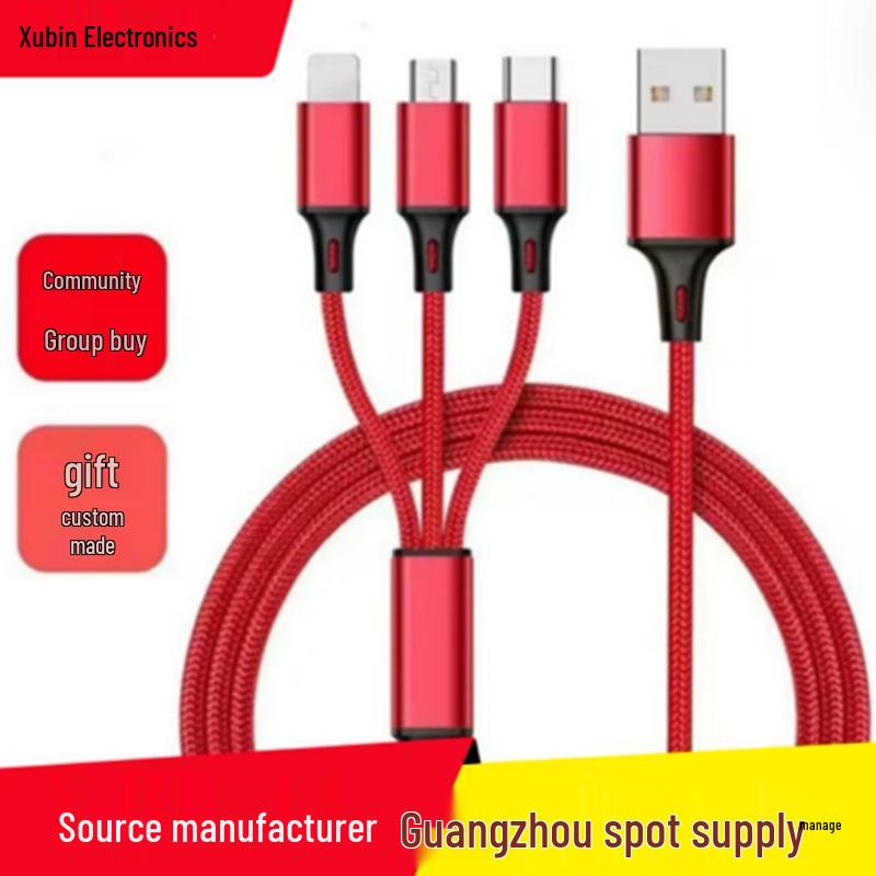 Customizable Braided 3-in-1 Fast Charging Cable with Logo Print 2A