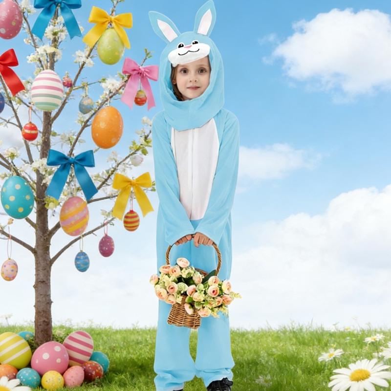 Osterhasen-Outfit für Kinder Weiches Polyester Ausführungskleidung Mit Halsaccessoire Für Bühnenauftritte Und Feiern