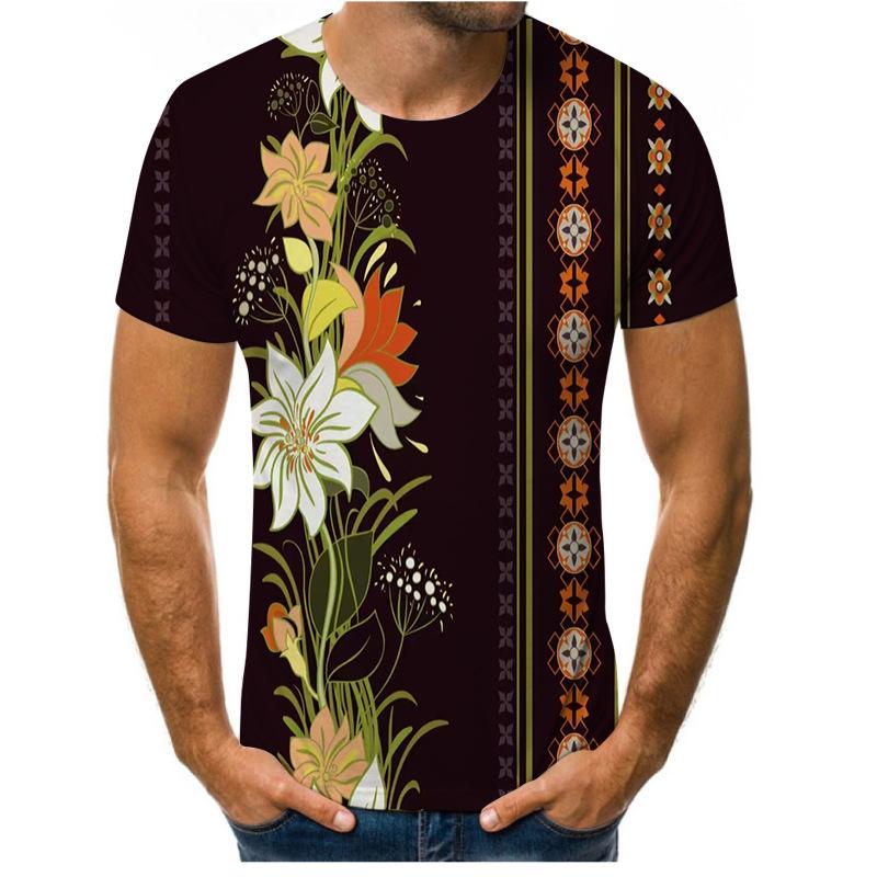 Men's Short Sleeved T-shirt 3D Printed Casual Loose Round Neck Top for Men Shirt