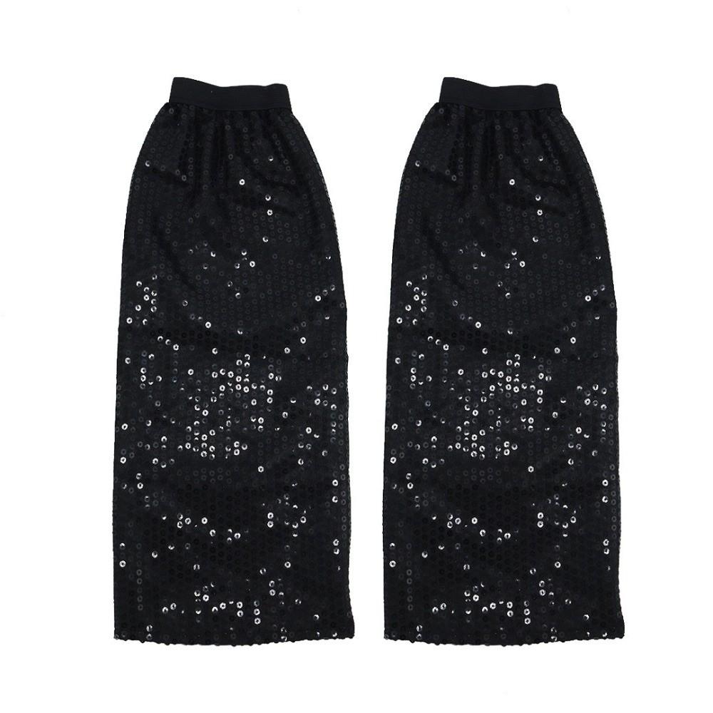 Shiny Glittering Leg Sleeves Sparkling Sequins Leg Cover Sequins Leg Warmers  Masquerade Costume чёрный