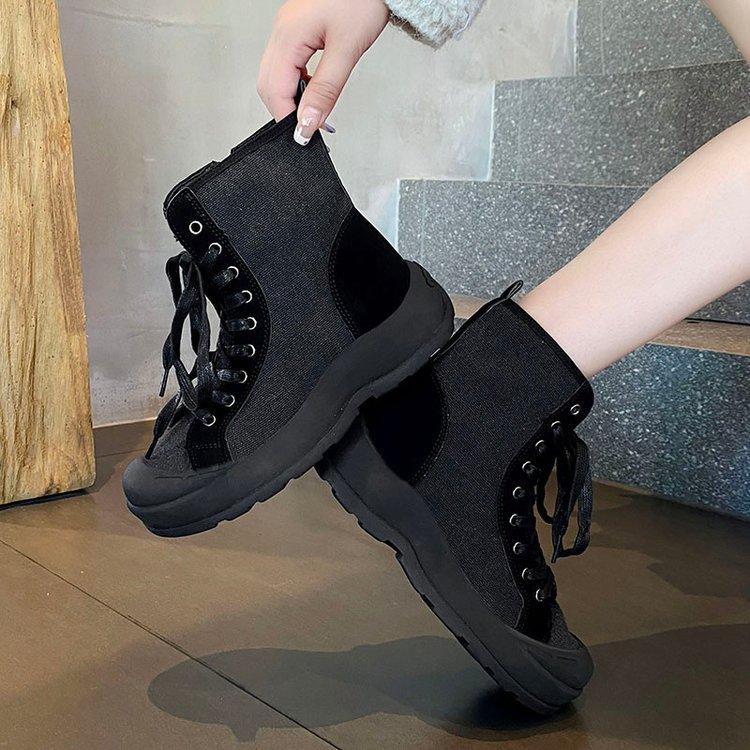Frosted thick-soled heightening Martin boots women's autumn 2025 new lapel locomotive boots retro British style short boots