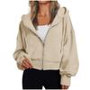Women's Fashion Winter Long Sleeve Hooded Zipper Solid Color Loose Hooded Jacket