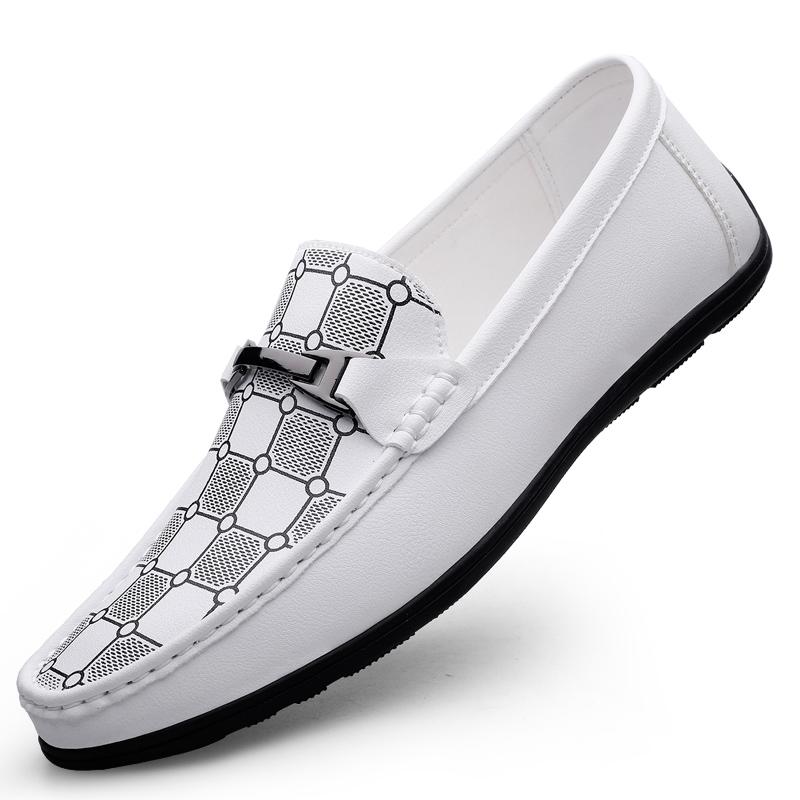 Metal Buckle Black Loafers Genuine Leather Mens Business Formal Shoes Comfortable Casual Shoes Driving Footwear Breathable Mens