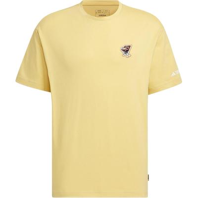 Solid Color Cartoon Embroidered Outdoor Sports Short Sleeve Drop Shoulder T-Shirt Men T-Shirts Light-Yellow IS0306