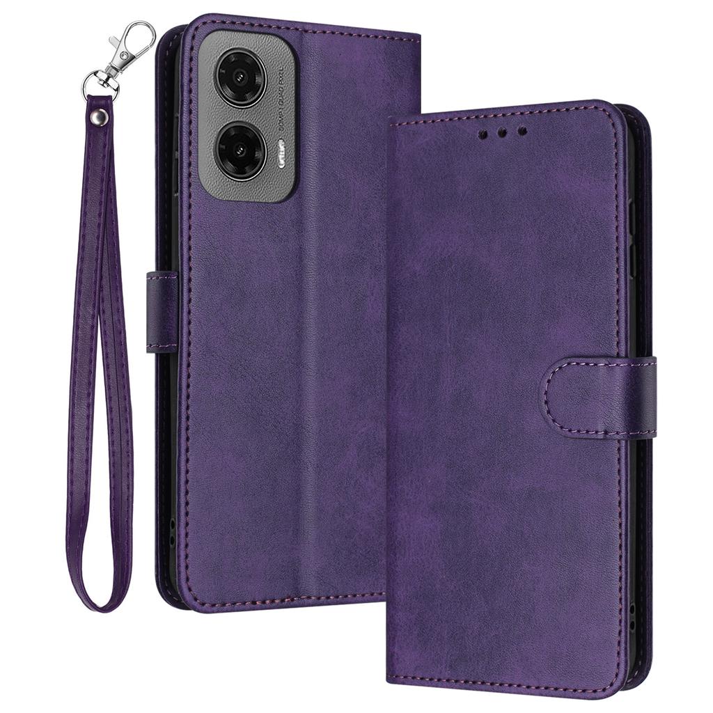 For Motorola Moto G35 5G Case Flip Stand PU Leather Wallet Phone Cover Calf Texture