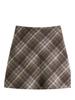 Women's Plus Size Plaid Wool A-line Skirt – Spring & Autumn, Anti-Exposure, Slimming, Thickened, Hip-Hugging, Short Skirt for Chubby Girls.