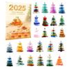 Adventní kalendář Vánoční strom z mořského skla 2025 24 dní Odpočítávání svátků s mini ozdobami z mořského skla Dekorace vánočního stromku s oceánskou tématikou