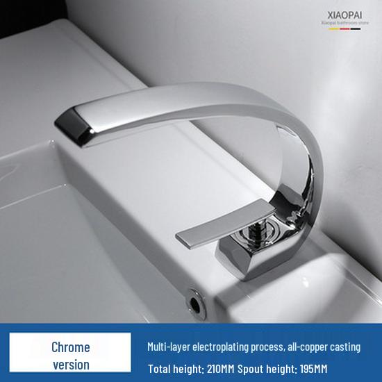 Lavabolar ve Tezgahlar için Sıcak ve Soğuk Musluklu Antrasit Pirinç Banyo Lavabo Musluğu.