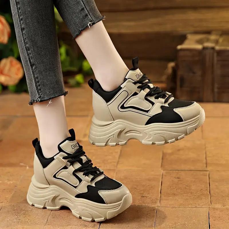 Street Trend Dad Shoes for Women 2024 New Lightweight Sports Thick Soled Luxury Vulcanized Shoes with Increased Height Inside