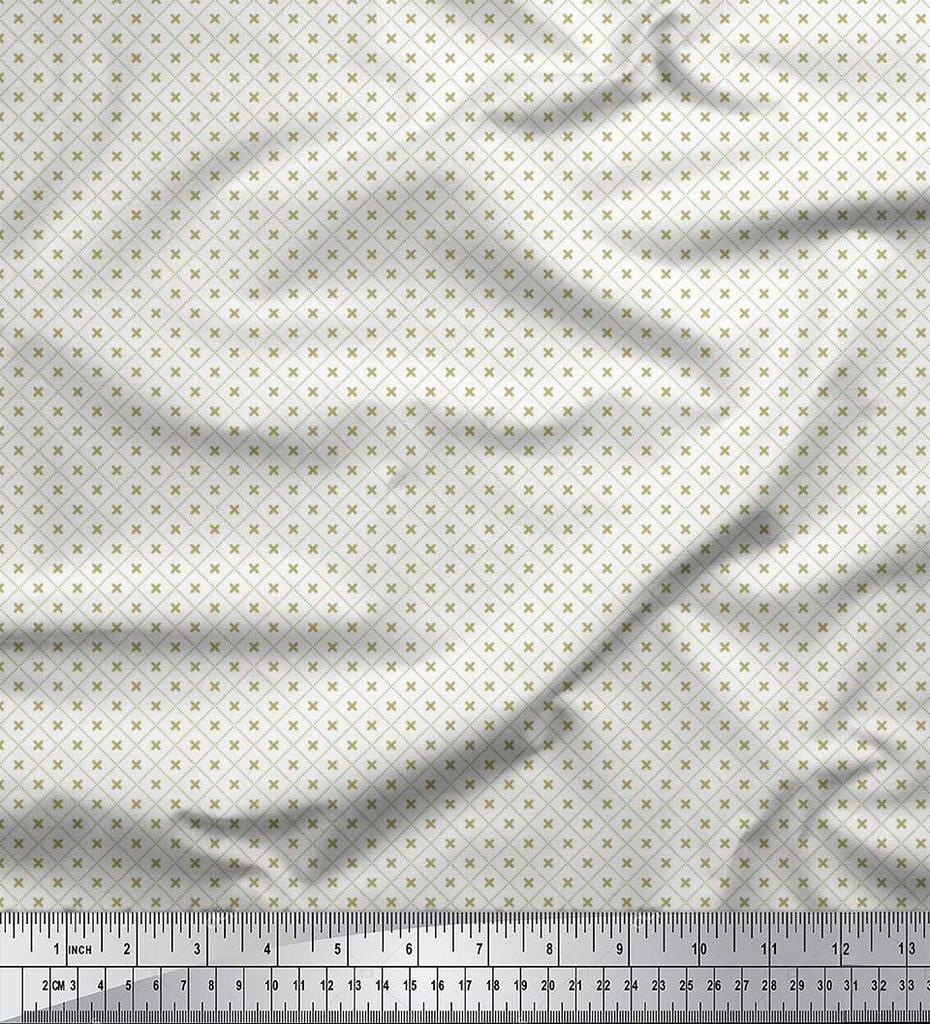 Soimoi Japan Crepe Satin Fabric Check Shirting Print Fabric by Metre 42 Inch