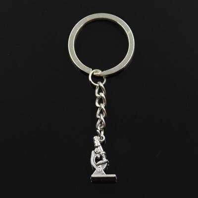 Mode 30mm sleutelhanger metalen sleutelhanger sleutelhanger sieraden antieke vergulde microscoop instrument 21x11x8mm hanger