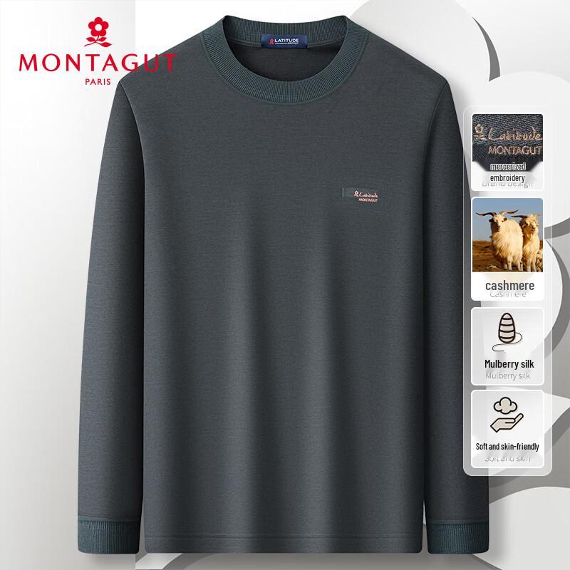 MONTAGUT Men's Luxury Cashmere Blend Long Sleeve Knit Shirt