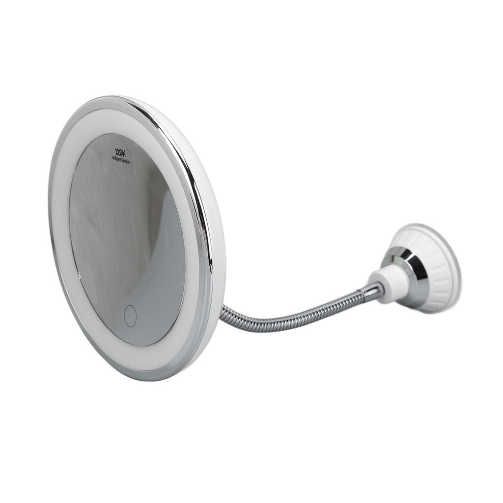 LED Makeup Mirror 10x Magnification Adjustable Brightness Three Light Colors Suction Cup Design Makeup Mirror