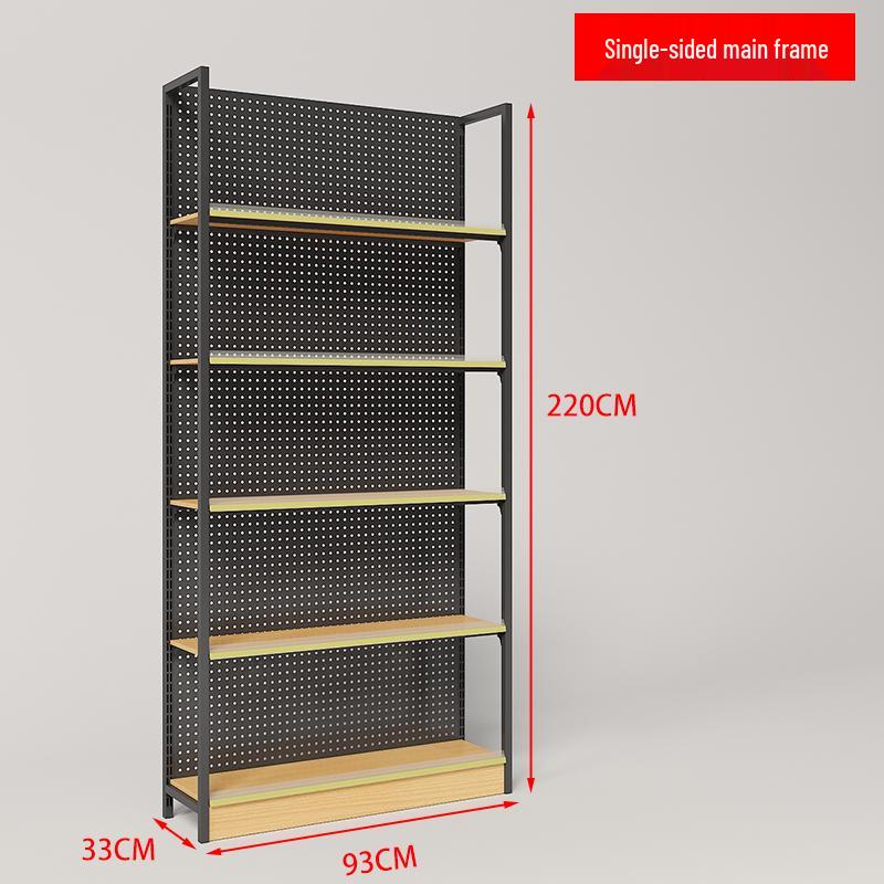 Steel-Wood Display Rack with Hooks for Snacks & Stationery
