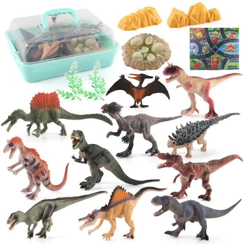 Neues tragbares Jurassic Dinosaurier-Set mit praktischer Aufbewahrungsbox und realistischer Baummatte