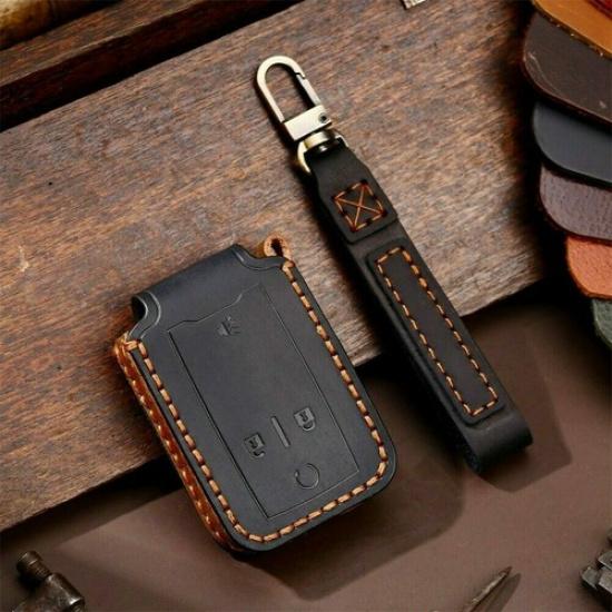

Leather 4 Button Smart Key Fob Cover Case Holder for GMC Sierra Canyon Yukon чорний