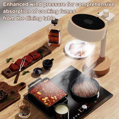 Small Range Hood Air Purifier Fan Quiet Portable Desktop Air Cleaner with 5-Layer Activated Carbon Filter 3-Speed Adjustable Smoke Odor Remover