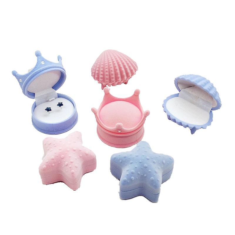 Velvet Cartoon Jewelry Box with Necklace, Earrings & Ring for Kids