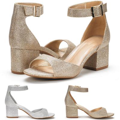 LOSLANDIFEN Women's Chunkle Low Heel Pump Sandals Ankle Strap Dress Shoes Wedding Shoes