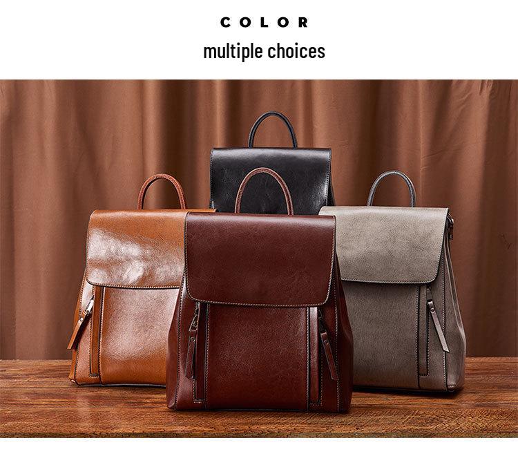 2025 Autumn/Winter Women's Genuine Leather Waterproof Backpack - Simple, Versatile for Travel, School, and Business
