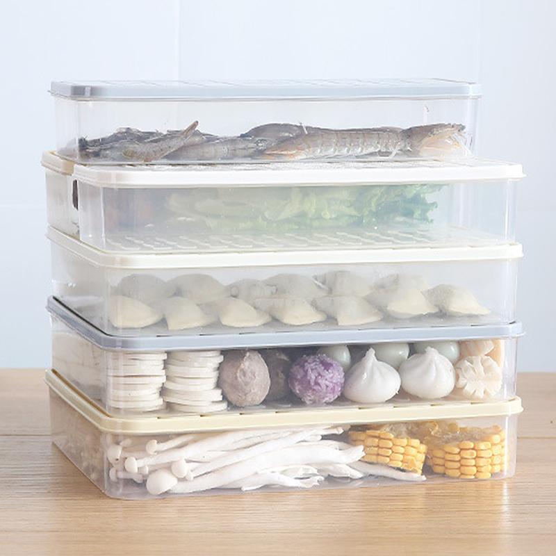 Boîte de conservation de la viande congelée avec couvercle, cloison de réfrigérateur, boîte de finition, boîte de rangement pour réfrigérateur, organisateur