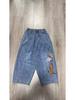 Women's Embroidered Kitten Harem Pants - Casual Loose Eight-Point Plus Size Jeans for Spring/Summer